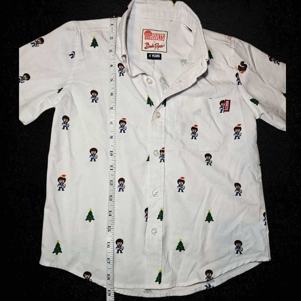RSVLTS x Bob Ross Kids White Button Down Short Sleeve Shirt - Picture 8 of 9
